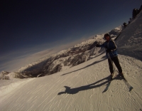 Med utsikt mot Sestriere och Italien